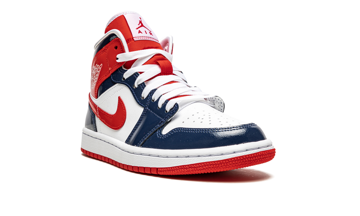 AIR JORDAN 1 MID WMNS Patent Leather Navy / White / Red