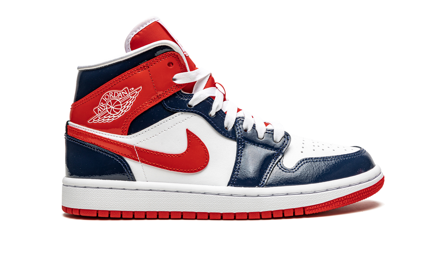 AIR JORDAN 1 MID WMNS Patent Leather Navy / White / Red