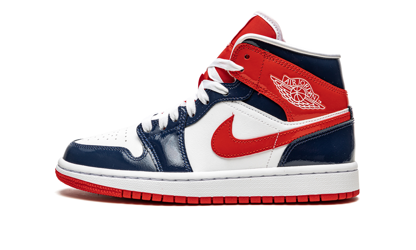AIR JORDAN 1 MID WMNS Patent Leather Navy / White / Red