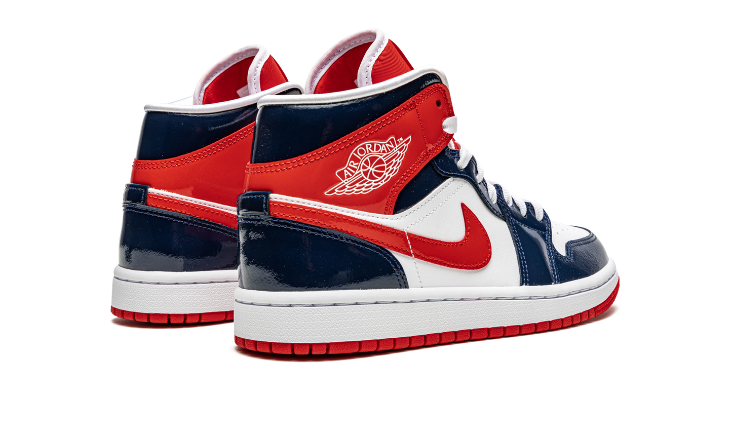 AIR JORDAN 1 MID WMNS Patent Leather Navy / White / Red