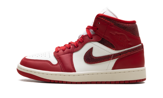 Air Jordan 1 Mid WMNS  Red Cracked Leather